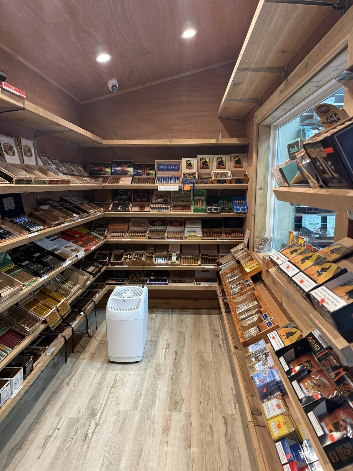 The walk-in cigar humidor room at 212 Tobacco